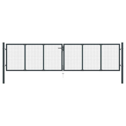 145776 vidaXL Mesh Garden Gate Galvanised Steel 400x75 cm Grey