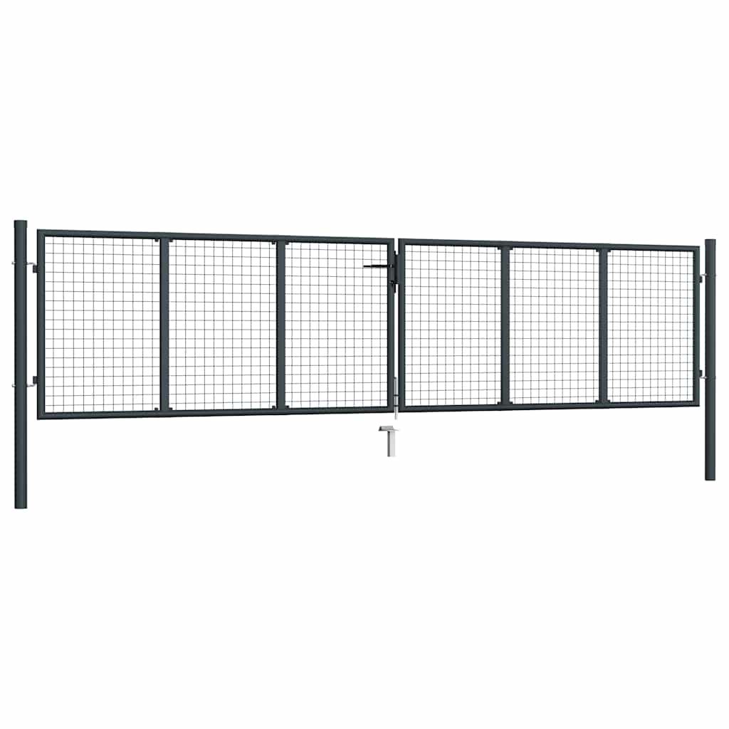 Mesh Garden Gate Galvanised Steel 400x75 cm Grey