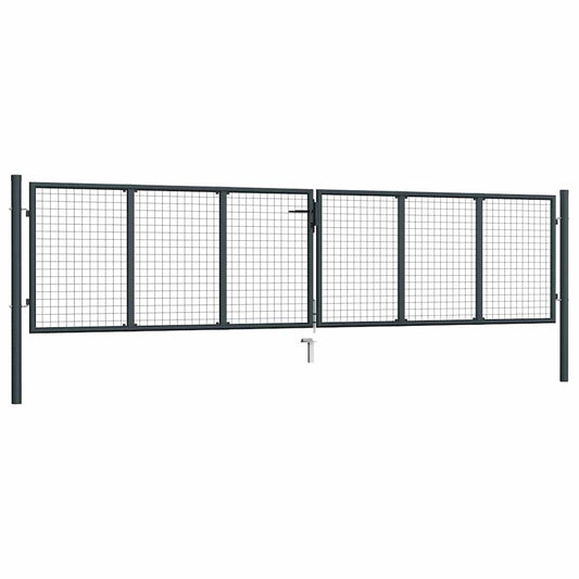 Mesh Garden Gate Galvanised Steel 400x75 cm Grey