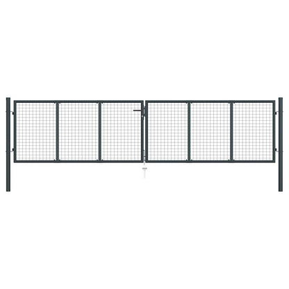 145777 vidaXL Mesh Garden Gate Galvanised Steel 400x100 cm Grey