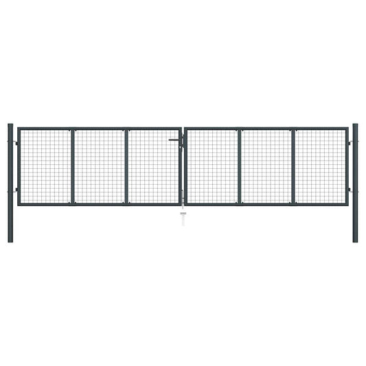 145777 vidaXL Mesh Garden Gate Galvanised Steel 400x100 cm Grey