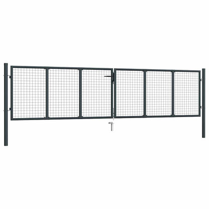 145777 vidaXL Mesh Garden Gate Galvanised Steel 400x100 cm Grey