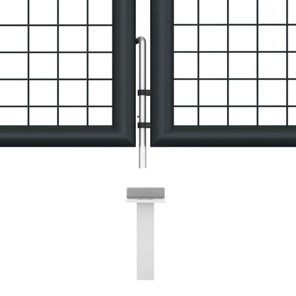 145777 vidaXL Mesh Garden Gate Galvanised Steel 400x100 cm Grey