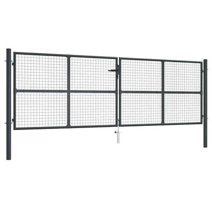 Mesh Garden Gate Galvanised Steel 400x125 cm Grey