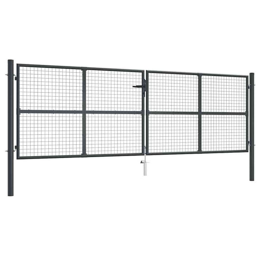 Mesh Garden Gate Galvanised Steel 400x125 cm Grey