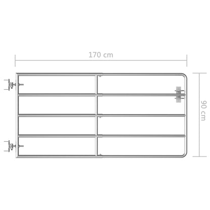 145985 vidaXL 5 Bar Field Gate Steel (95-170)x90 cm Silver