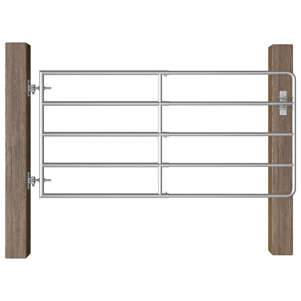 145985 vidaXL 5 Bar Field Gate Steel (95-170)x90 cm Silver