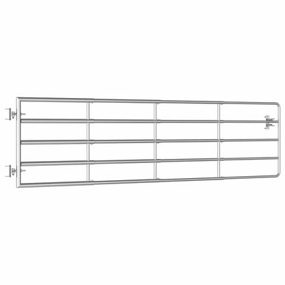 145986 vidaXL 5 Bar Field Gate Steel (115-300)x90 cm Silver