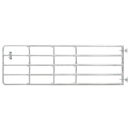 145987 vidaXL 5 Bar Field Gate Steel (150-400)x90 cm Silver