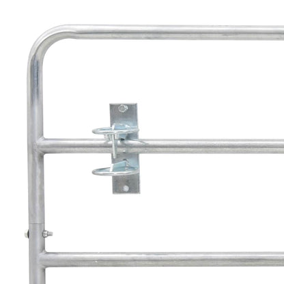 145987 vidaXL 5 Bar Field Gate Steel (150-400)x90 cm Silver