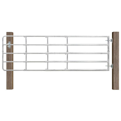 145987 vidaXL 5 Bar Field Gate Steel (150-400)x90 cm Silver