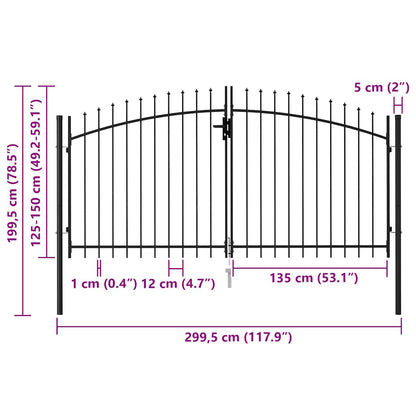 Fence Gate Woerden Double Door with Spike Top 299.5x199.5 cm