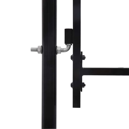 Fence Gate BOXTEL Single Door with Arched Top Steel 1x1 m Black