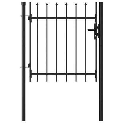 Fence Gate BOXTEL Single Door with Spike Top Steel 1x1 m Black