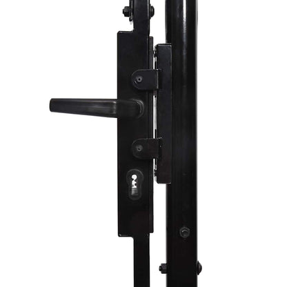 Fence Gate BOXTEL Single Door with Spike Top Steel 1x1 m Black