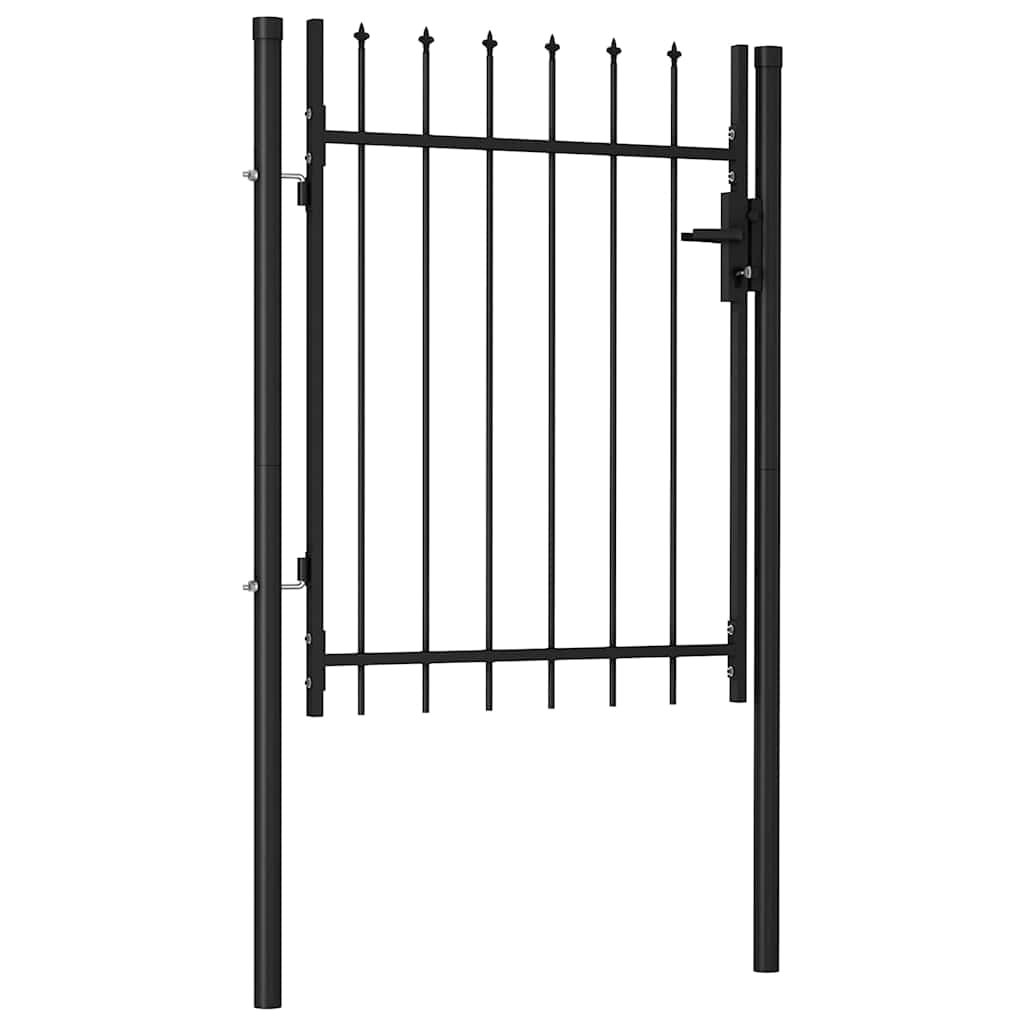 Fence Gate BOXTEL Single Door with Spike Top Steel 1x1.2 m Black