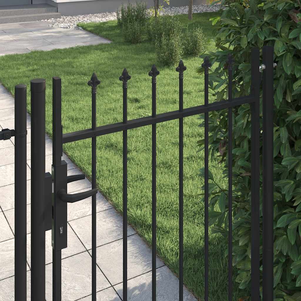 Fence Gate BOXTEL Single Door with Spike Top Steel 1x1.2 m Black