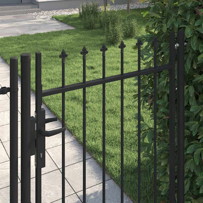 Fence Gate BOXTEL Single Door with Spike Top Steel 1x1.2 m Black