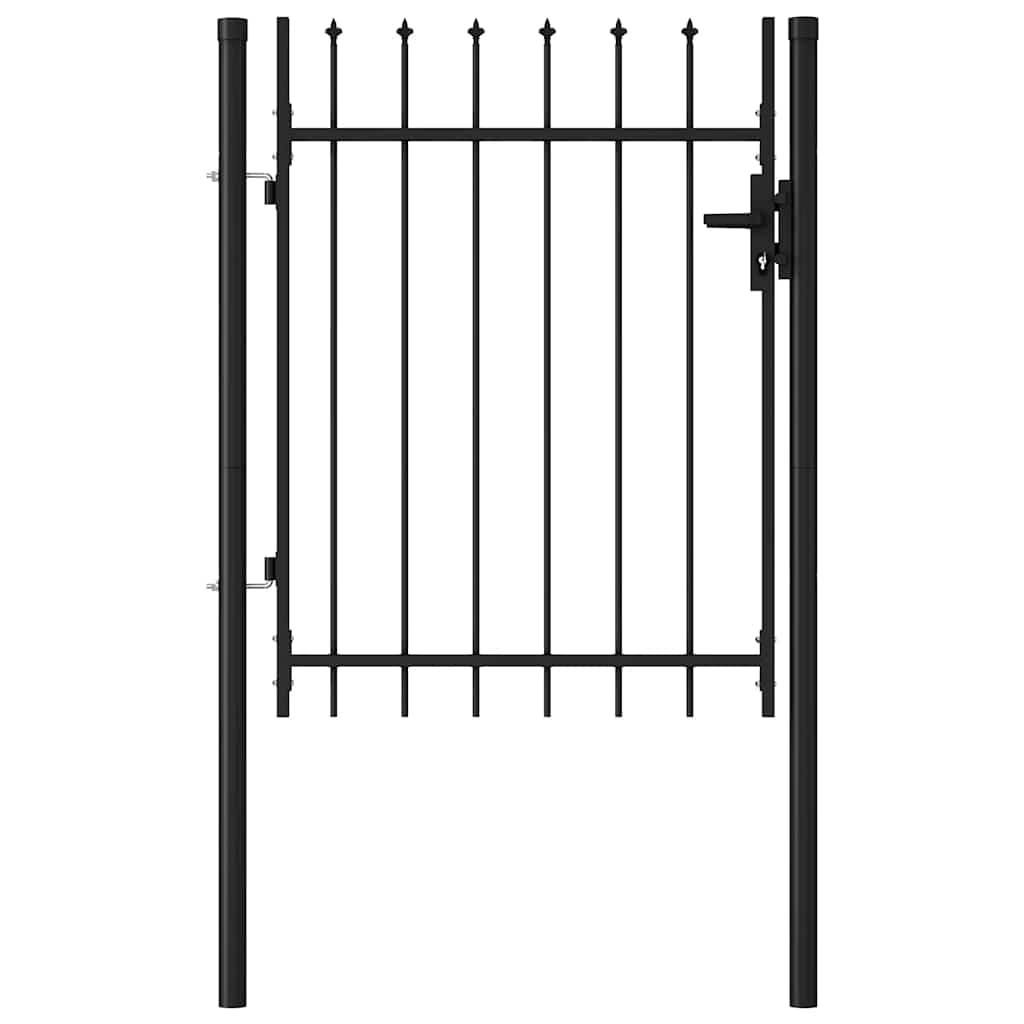 Fence Gate BOXTEL Single Door with Spike Top Steel 1x1.2 m Black