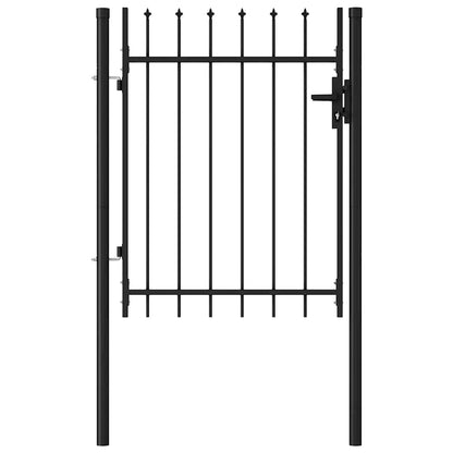 Fence Gate BOXTEL Single Door with Spike Top Steel 1x1.2 m Black