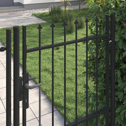 Fence Gate BOXTEL Single Door with Spike Top Steel 1x1.5 m Black