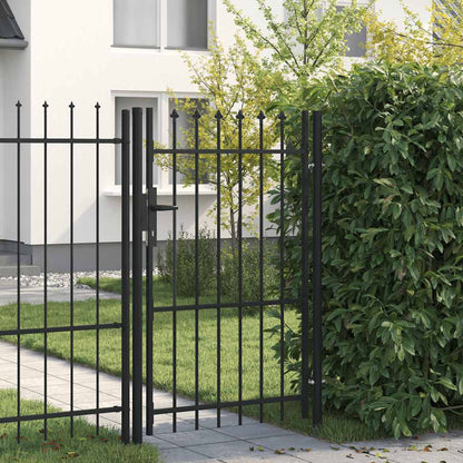 Fence Gate BOXTEL Single Door with Spike Top Steel 1x1.5 m Black