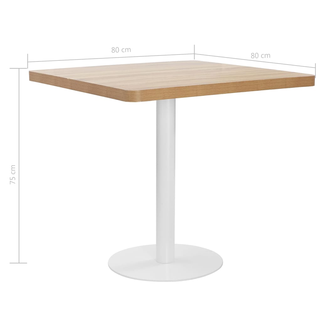 Bistro Table | Light brown | MDF | 80 cm x 80 cm x 75 cm | Pedestal base