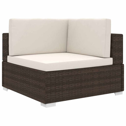 Sectional Corner Chair with Cushions Poly Rattan Brown