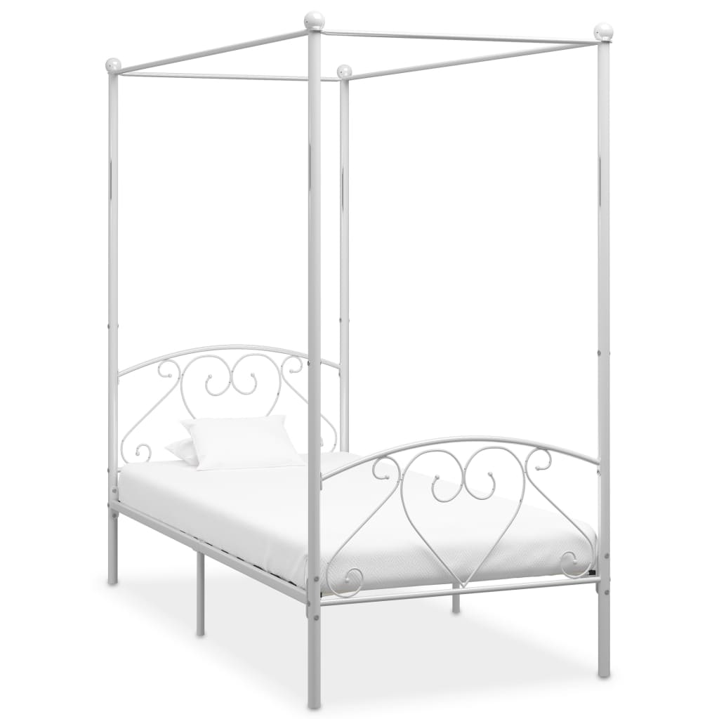 Bed Frame | White | Metal | Single | Durable | Bed Frame | Rectangular