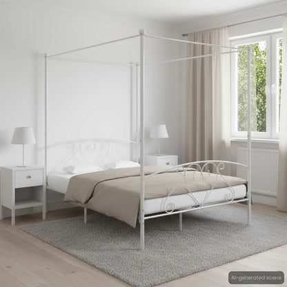 Bed Frame without Mattress with Canopy White 140x200 cm Metal