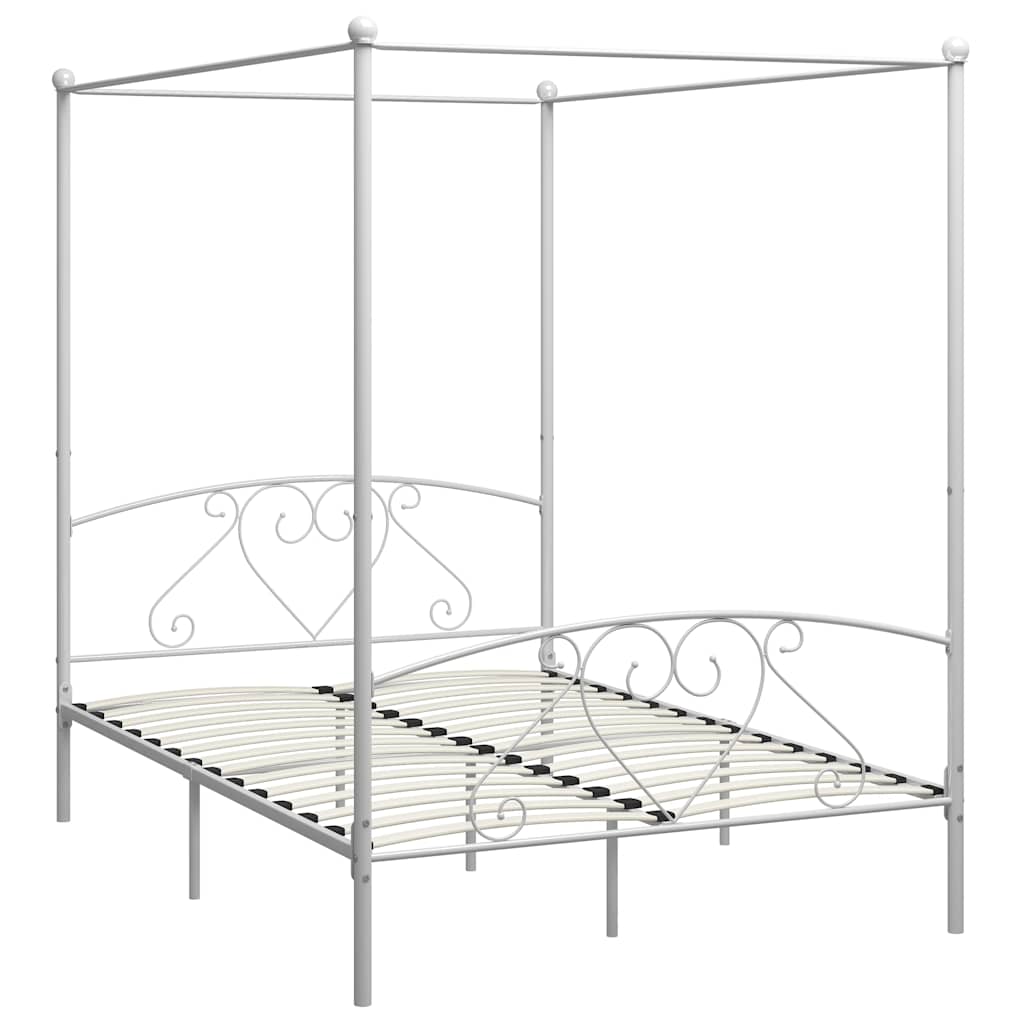 Bed Frame | White | Metal | 160x200 cm | Bed Frame | Rectangular