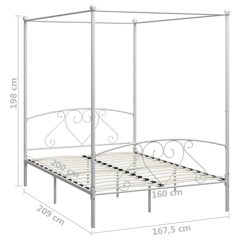 Bed Frame | White | Metal | 160x200 cm | Bed Frame | Rectangular