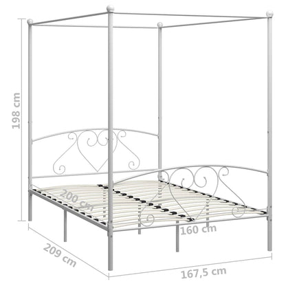 Bed Frame | White | Metal | 160x200 cm | Bed Frame | Rectangular