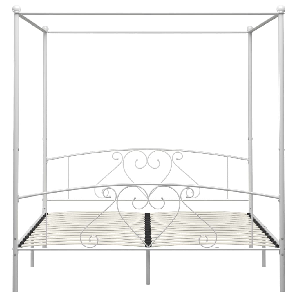 Bed Frame | White | Metal | 200x200cm Double | Classic/Traditional