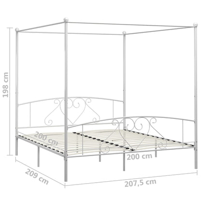 Bed Frame | White | Metal | 200x200cm Double | Classic/Traditional