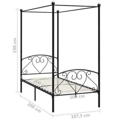 Bed Frame | Black | Metal | Single | Black Canopy Bed Frame | Rectangular