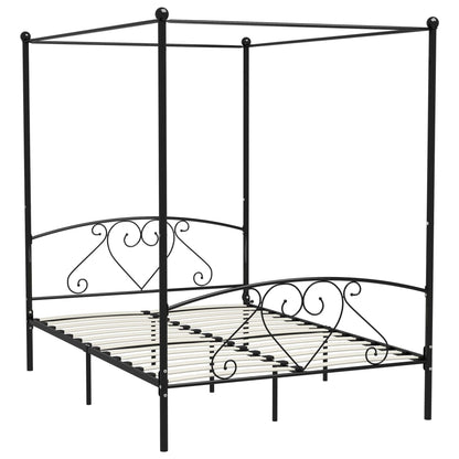 Bed Frame without Mattress with Canopy Black 140x200 cm Metal