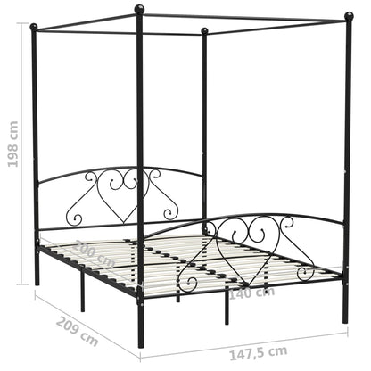 Bed Frame without Mattress with Canopy Black 140x200 cm Metal