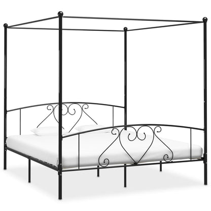 Bed Frame without Mattress with Canopy Black 180x200 cm Super King Metal