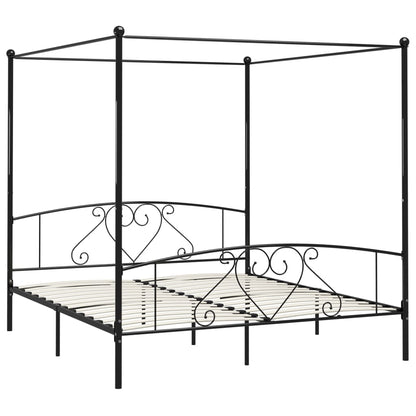 Bed Frame without Mattress with Canopy Black 180x200 cm Super King Metal