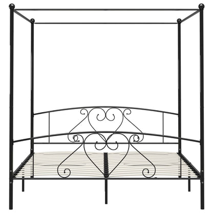 Bed Frame without Mattress with Canopy Black 180x200 cm Super King Metal