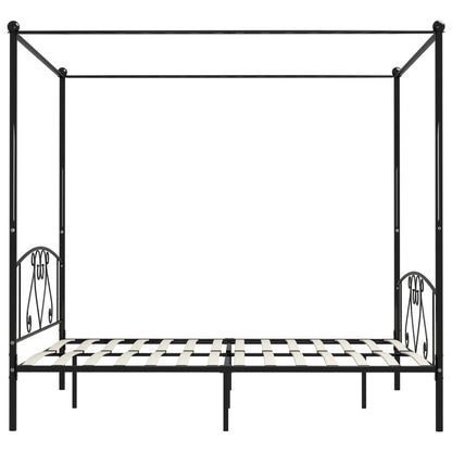 Bed Frame without Mattress with Canopy Black 180x200 cm Super King Metal