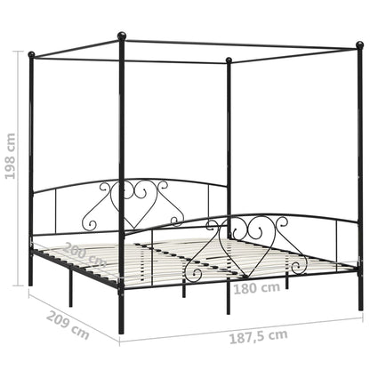 Bed Frame without Mattress with Canopy Black 180x200 cm Super King Metal