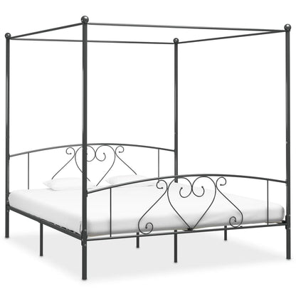 Bed Frame | Grey | Metal | 200x200 cm | Classic/Traditional