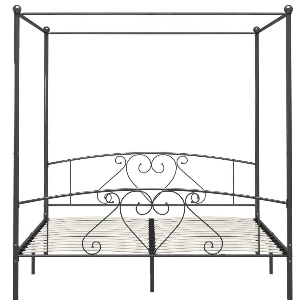 Bed Frame | Grey | Metal | 200x200 cm | Classic/Traditional