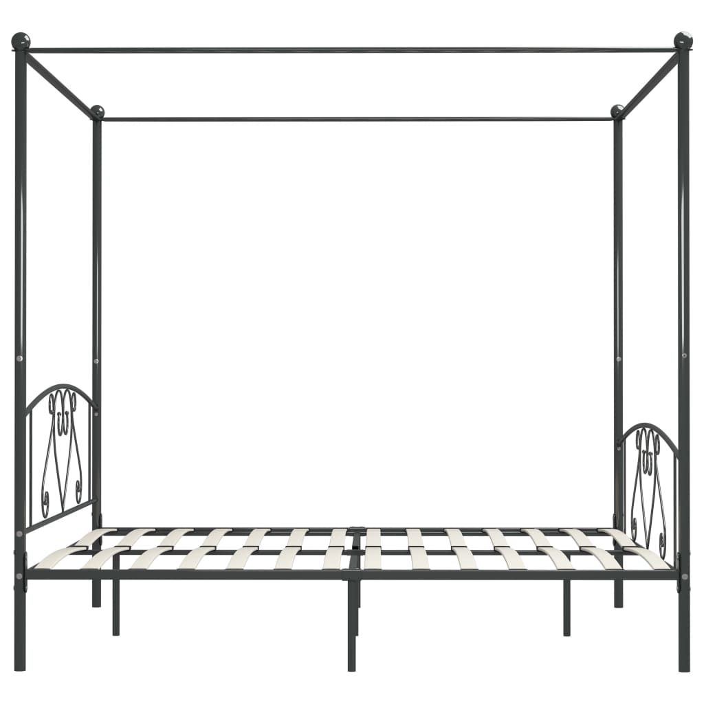 Bed Frame | Grey | Metal | 200x200 cm | Classic/Traditional