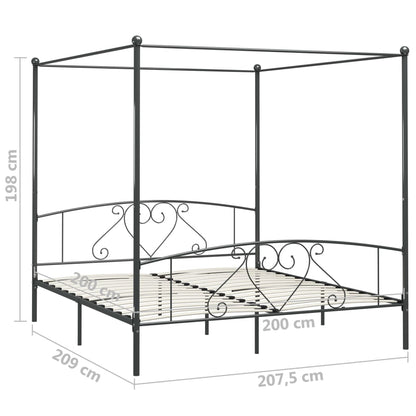 Bed Frame | Grey | Metal | 200x200 cm | Classic/Traditional