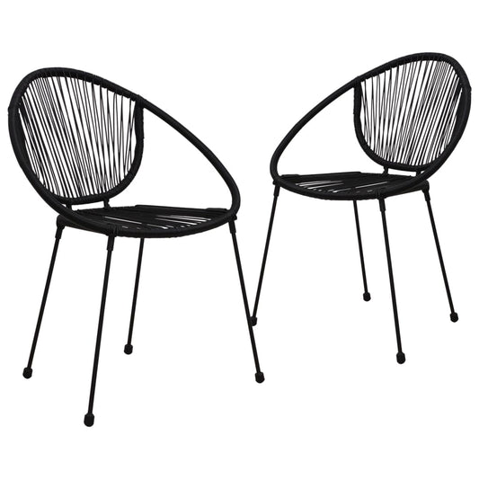 Garden Chair | Set of 2 | Black | PVC rattan, steel | Standard