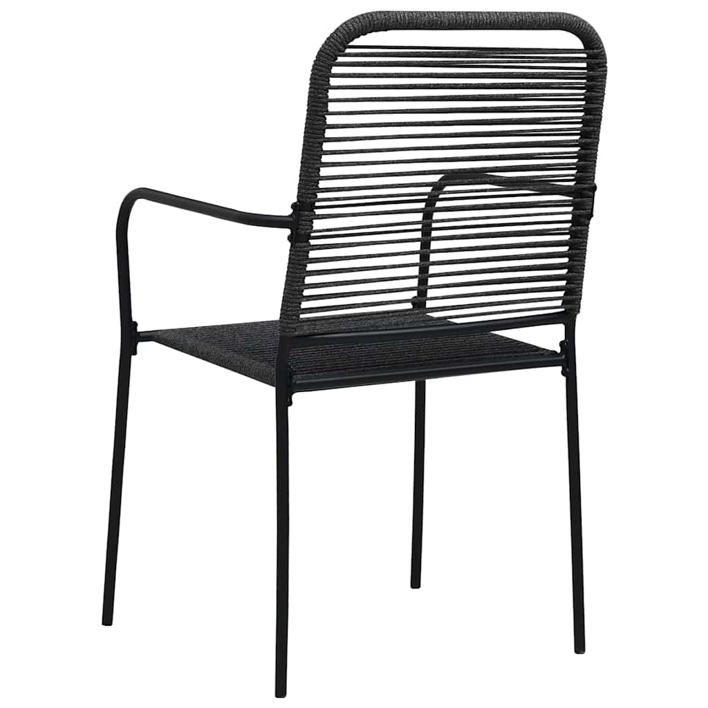 7 Piece Outdoor Dining Set Cotton Rope and Steel Black