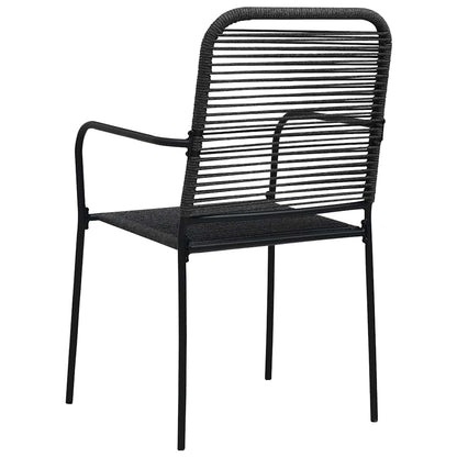 7 Piece Outdoor Dining Set Cotton Rope and Steel Black